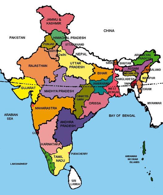 Political map of India