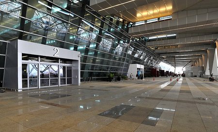 Departure forecourt at Delhi international airport