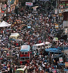 population of India, typical city scene